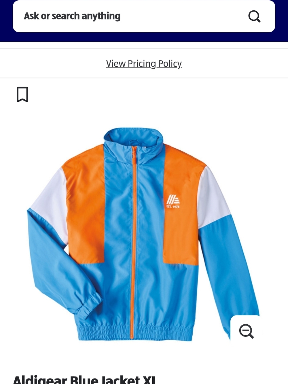 Aldigear Colorblock Windbreaker Jacket - Blue & Orange Limited EDITION!